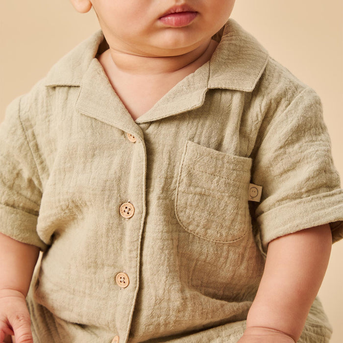 Sage Muslin Short Sleeve Shirt