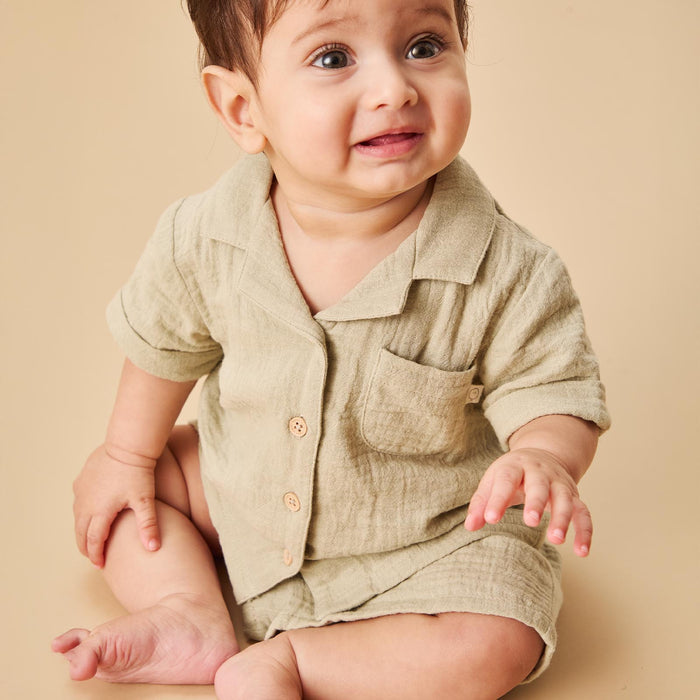 Sage Muslin Short Sleeve Shirt