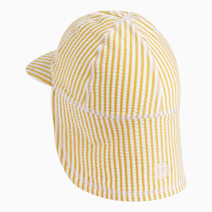 Seersucker Mustard Stripe Sun Safe Swim Hat