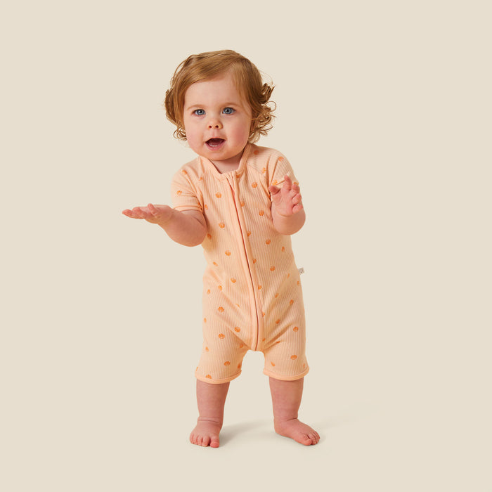 Shell Print Ribbed Zip Summer Pajamas