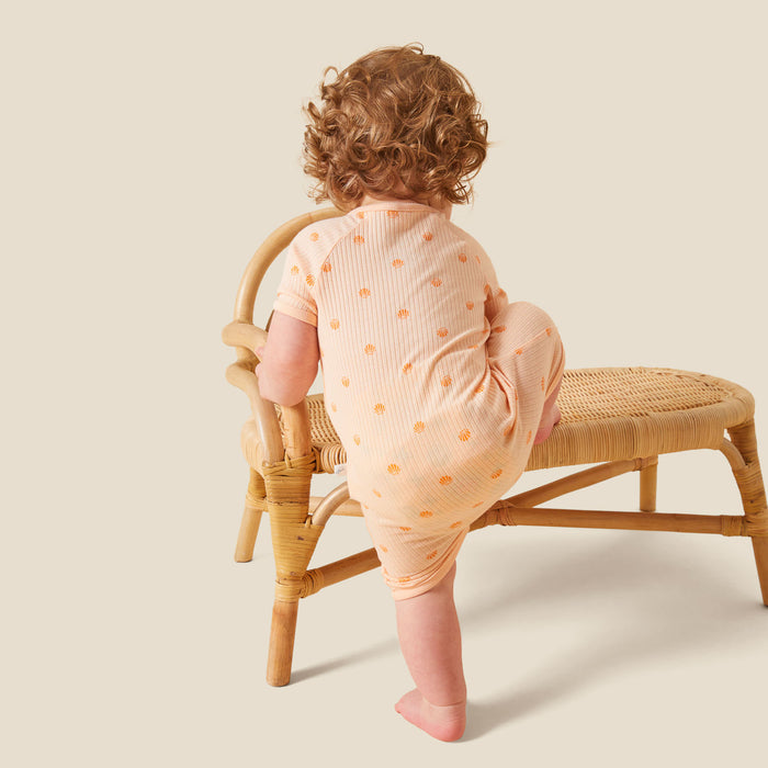 Shell Print Ribbed Zip Summer Pajamas