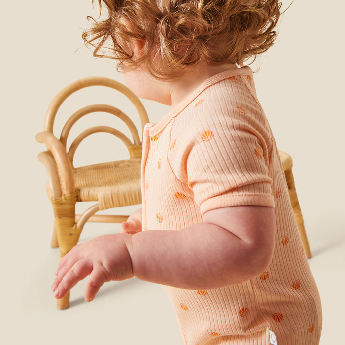 Shell Print Ribbed Zip Summer Pajamas