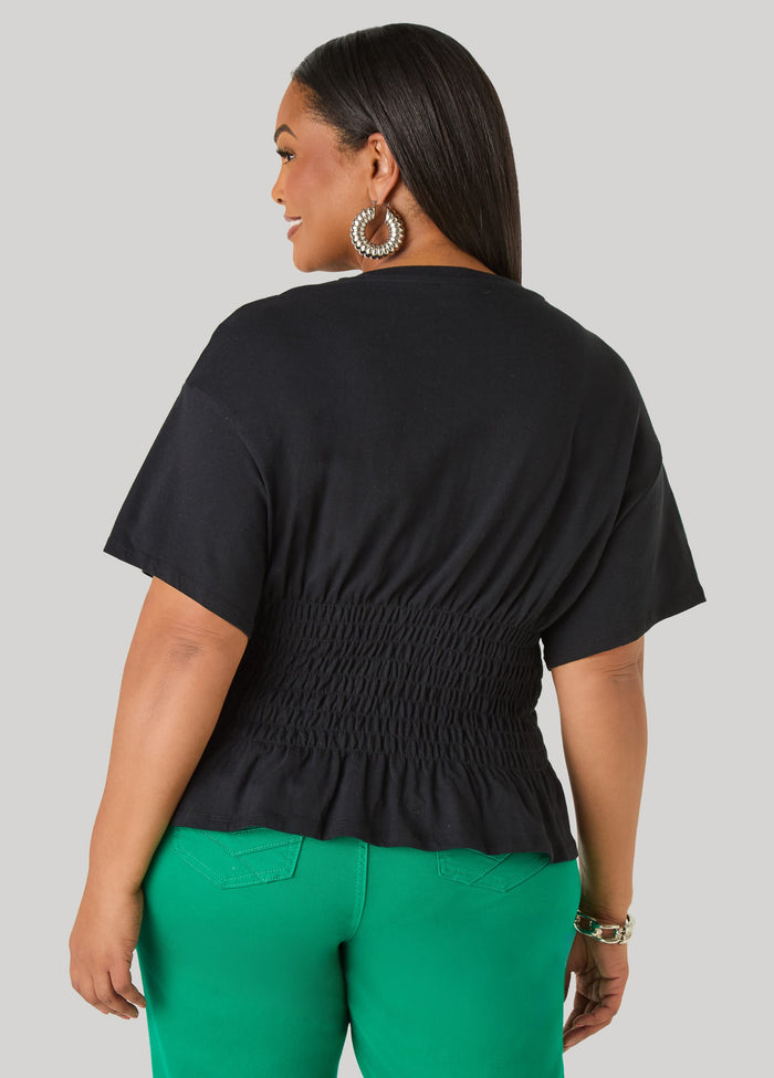 Shirred Waist Cotton Jersey Tee