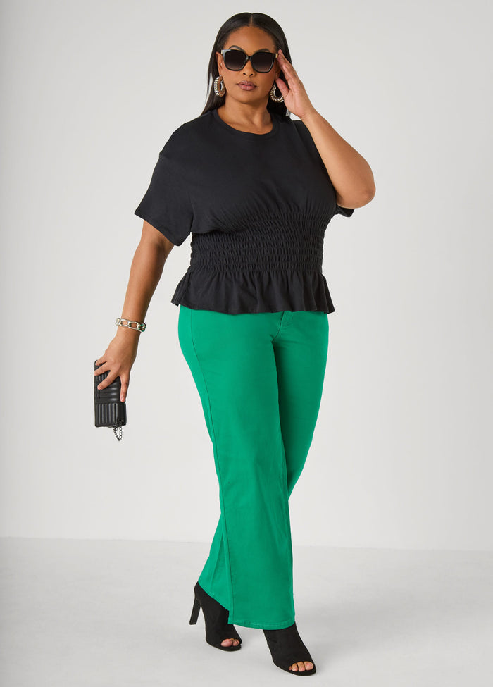Shirred Waist Cotton Jersey Tee