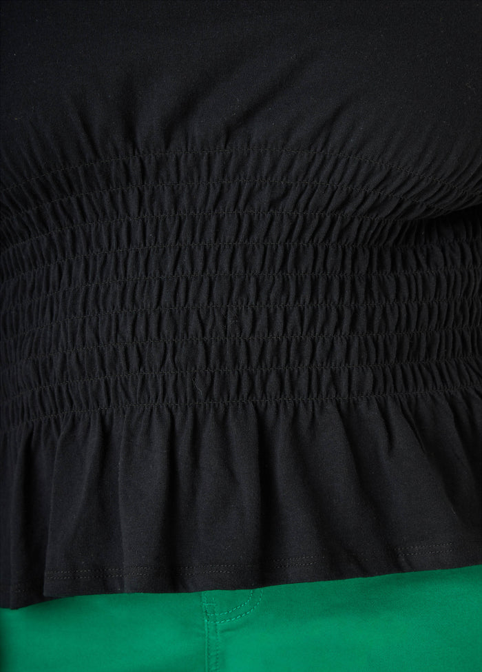 Shirred Waist Cotton Jersey Tee