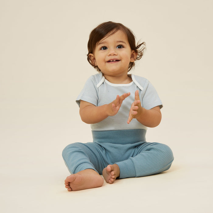 Short Sleeve Bodysuit - Blue Stripe