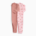Strawberry Fields & Ribbed Clever Zip Snug Fit Pajamas 2 Pack