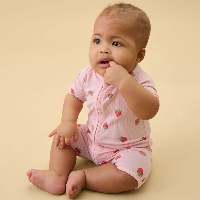 Strawberry Fields & Ribbed Summer Baby Pajamas 2 Pack