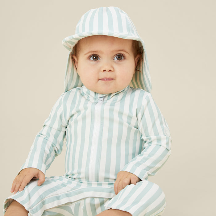 Surf Stripe One Piece Rashguard & Hat