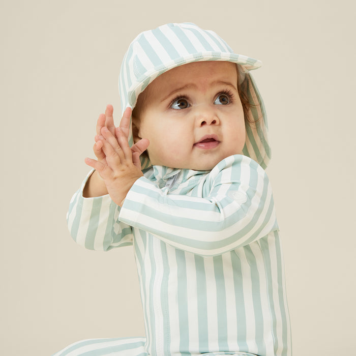 Surf Stripe One Piece Rashguard & Hat
