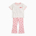 Sweet Strawberry  Oversized Tee & Ribbed Flared Pants Outfit