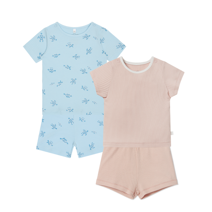 Turtles Ribbed & Ribbed Summer Pajamas Set 2 Pack