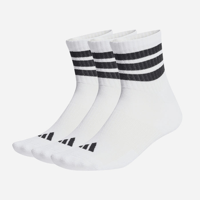 Vớ Thể Thao Adidas 3 Stripes Cushioned Sportswear Mid Cut 3 Pair Pack - Trắng - Supersports Vietnam