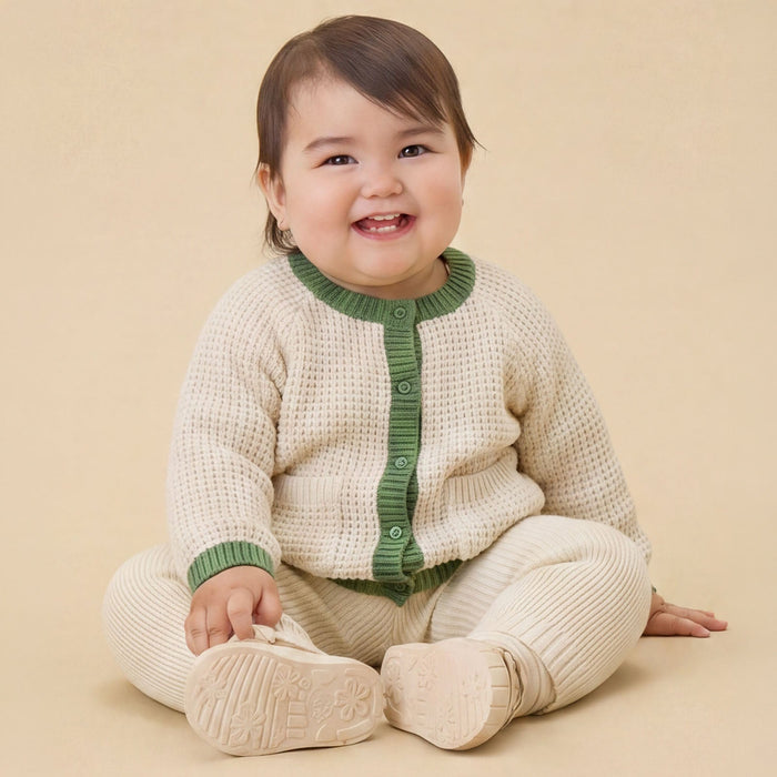 Waffle Button Down Knitted Cardigan