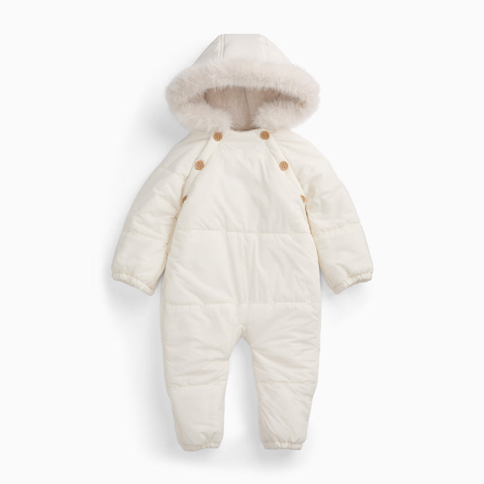 Water Repellent  Padded Snowsuit - Ecru