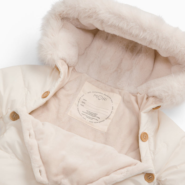 Water Repellent  Padded Snowsuit - Ecru