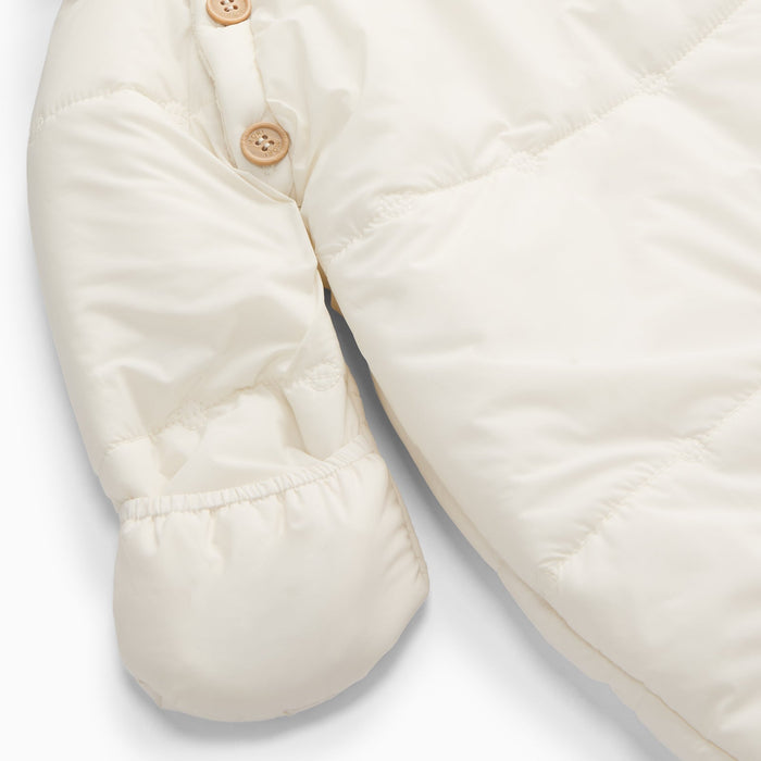Water Repellent  Padded Snowsuit - Ecru