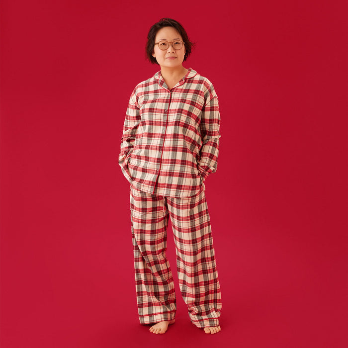 Women's Check Button Up Pajama Set