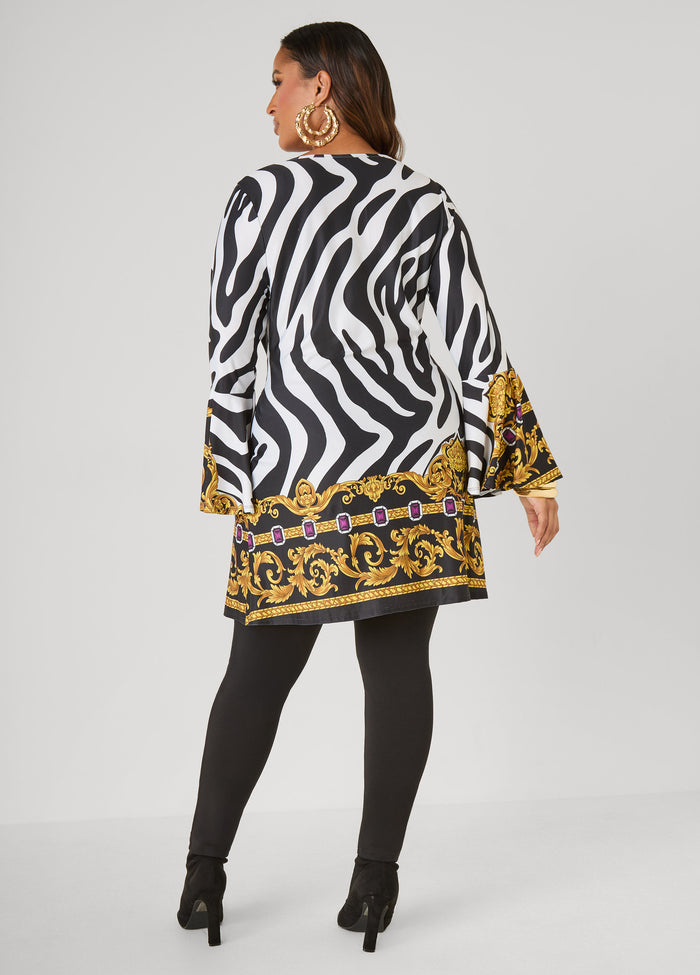 Zebra Print Front Split Tunic